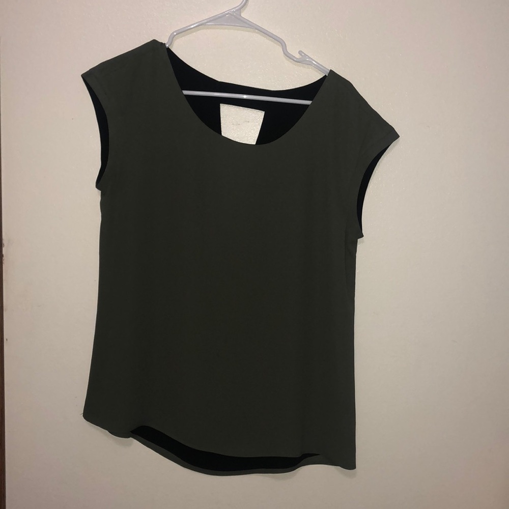 Olive green/black reversible blouse
